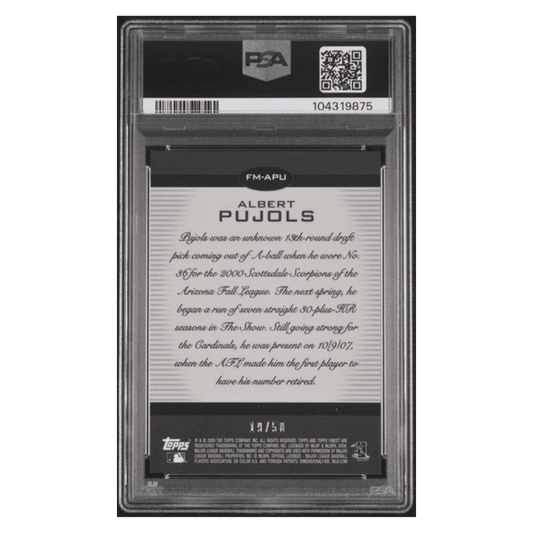 Albert Pujols PSA 9 2008 Topps Finest Moments Gold Refractor #d/ 50 Card #FM-APU