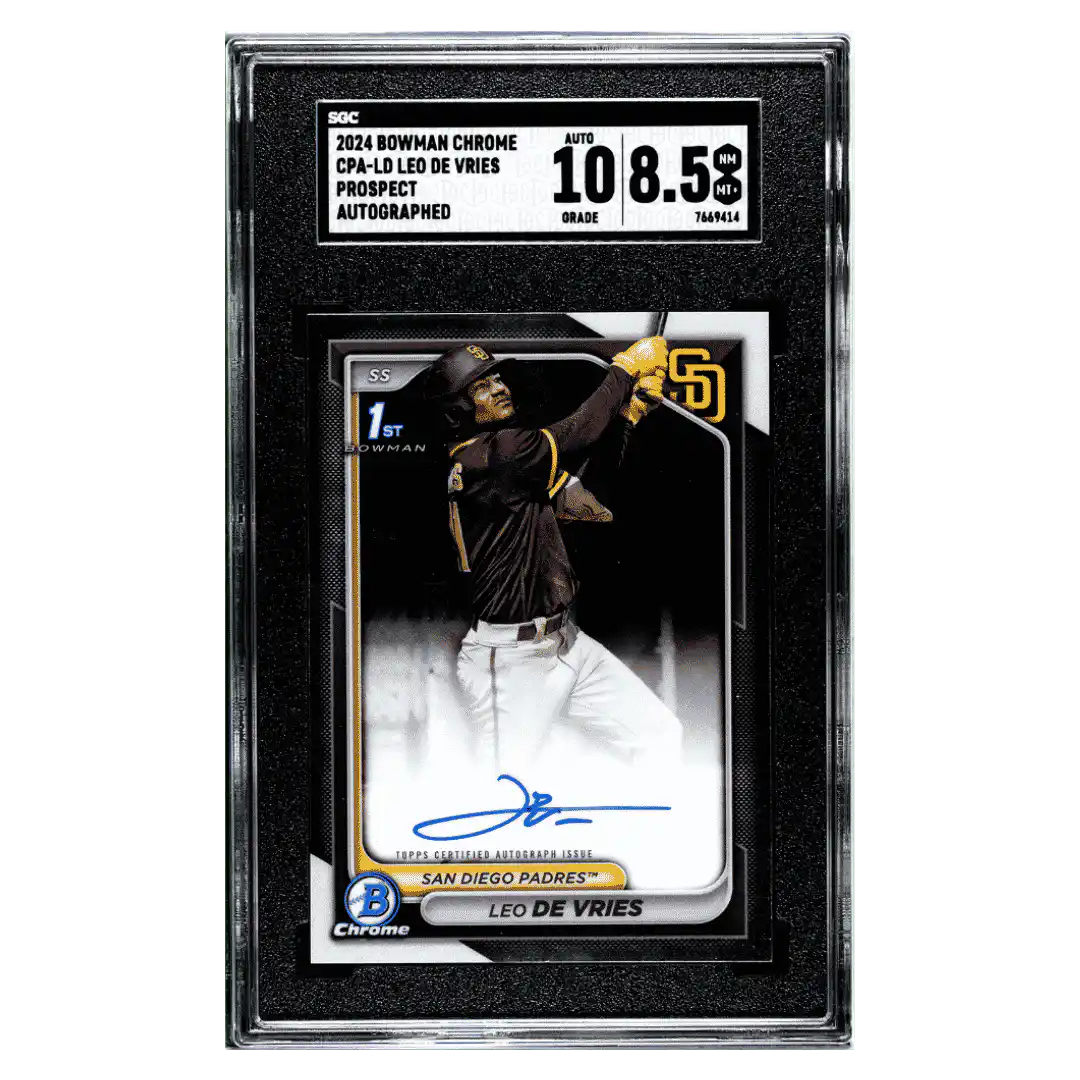 Leo De Vries SGC 8.5 2024 Bowman Chrome Prospect Autograph Card #CPA-LD