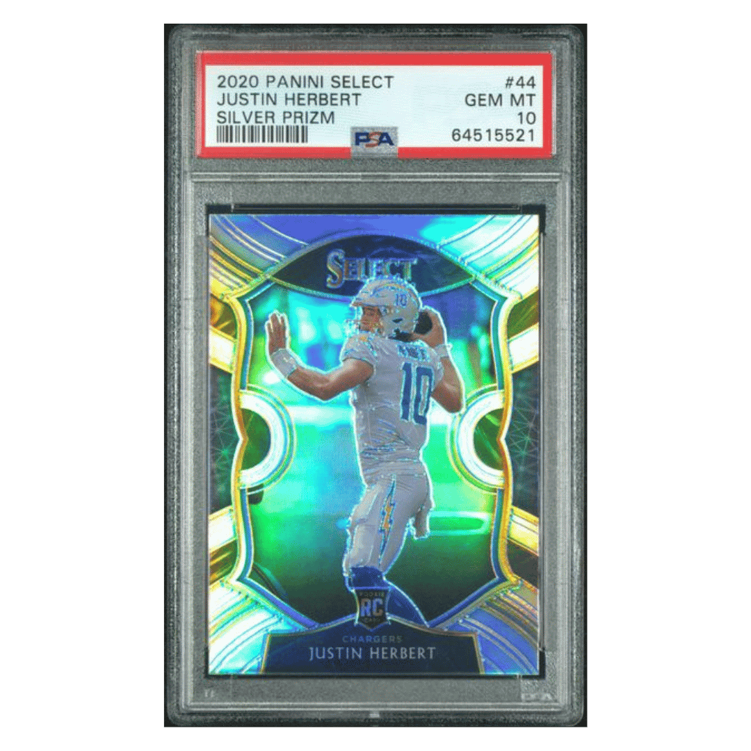Justin Herbert PSA 10 2020 Panini Select Silver Prizm Rookie RC Card #44