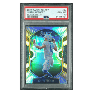Justin Herbert PSA 10 2020 Panini Select Silver Prizm Rookie RC Card #44