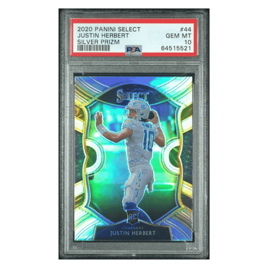 Justin Herbert PSA 10 2020 Panini Select Silver Prizm Rookie RC Card #44