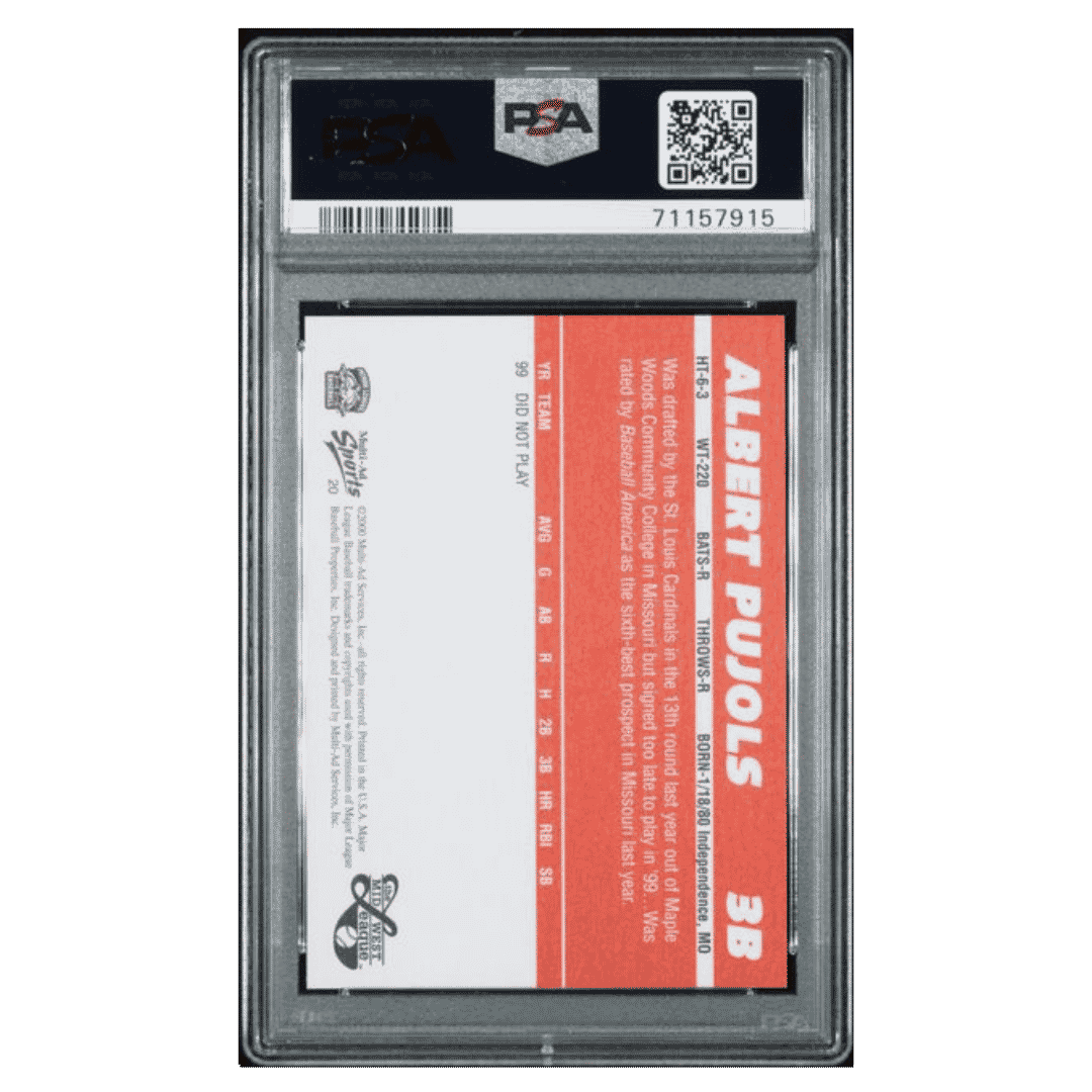 Albert Pujols PSA 9 2000 Multi-Ad Midwest League Top Prospects Card #20