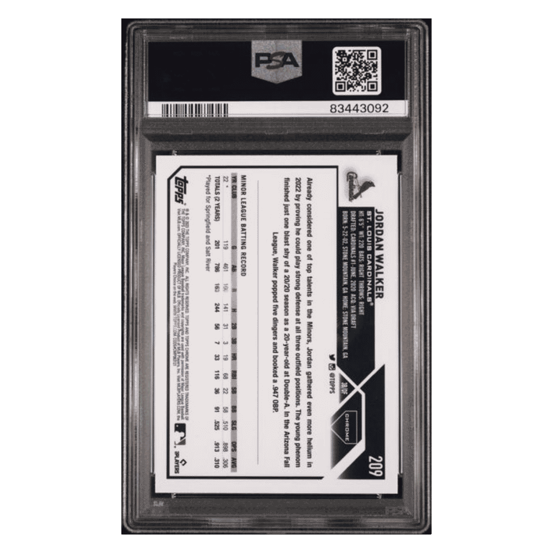 Jordan Walker PSA 9 2023 Topps Chrome Prism Rookie RC Card #209
