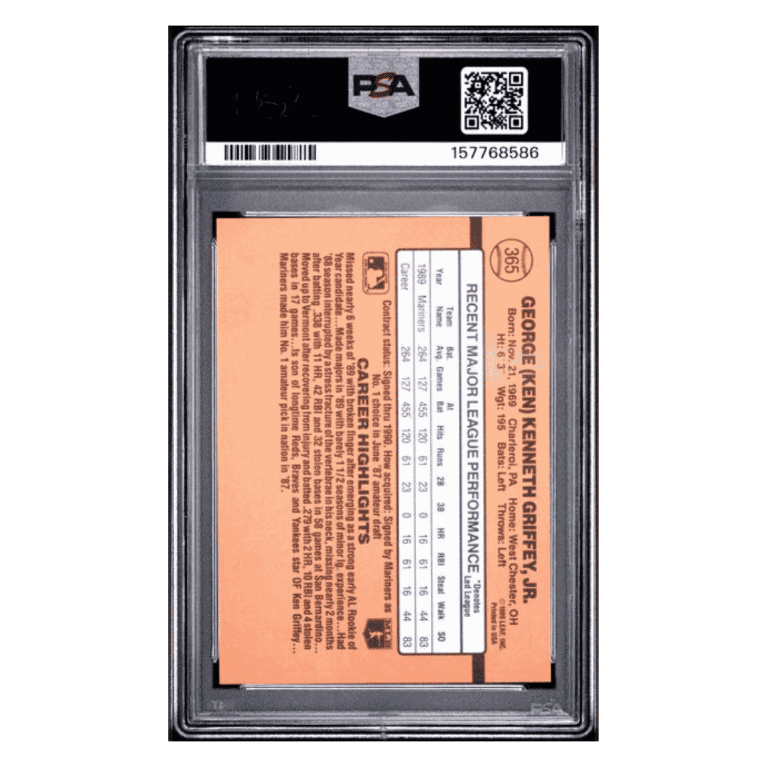 Ken Griffey Jr PSA 9 1990 Donruss Card #365