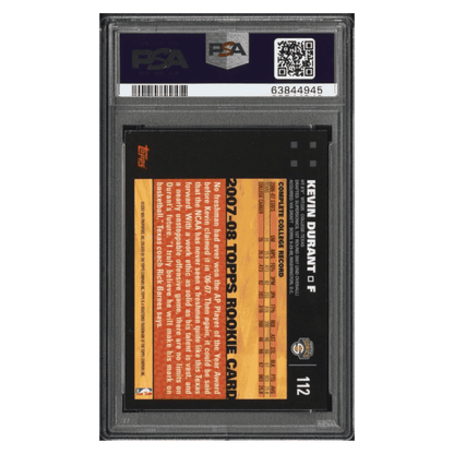 Kevin Durant PSA 8 2007 Topps Card #112