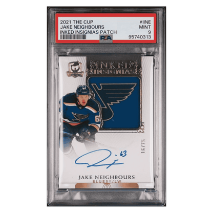 Jake Neighbours PSA 9 2021 Upper Deck The Cup Inked Insignias Patch #d/ 75 Card #IINE
