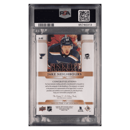 Jake Neighbours PSA 9 2021 Upper Deck The Cup Inked Insignias Patch #d/ 75 Card #IINE