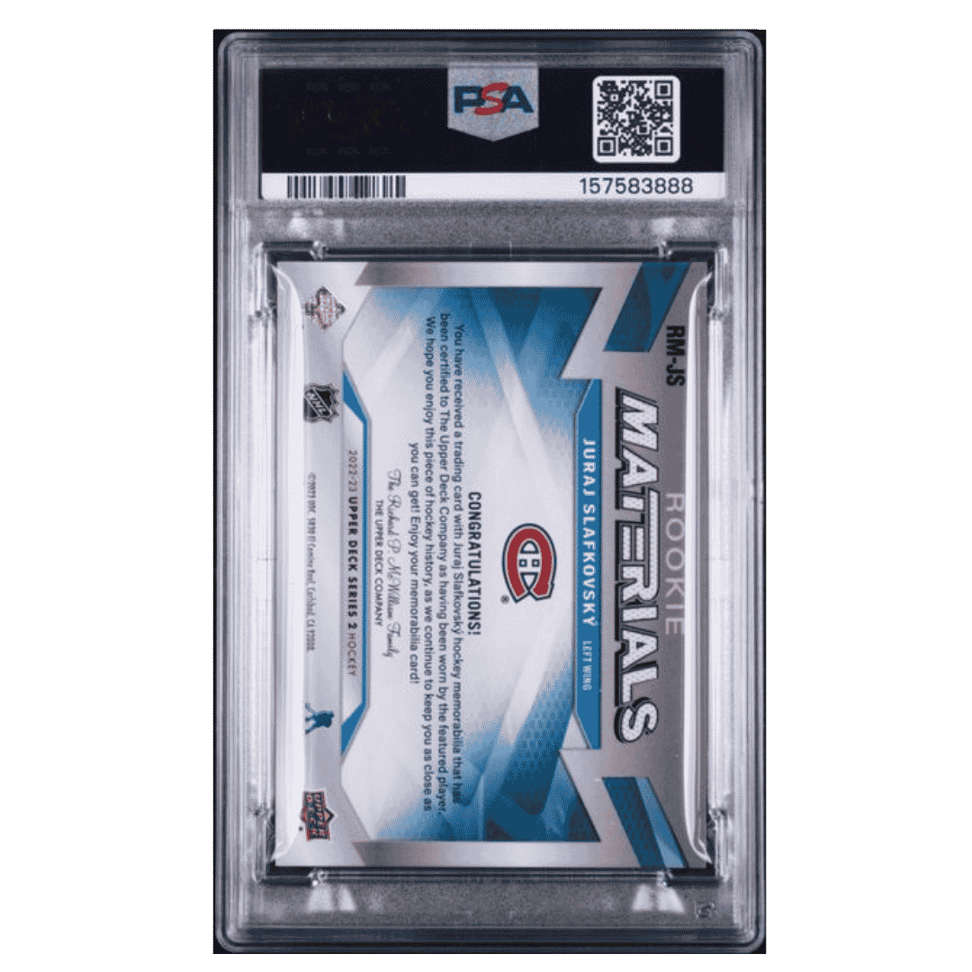 Juraj Slafkovsky PSA 8 2022 Upper Deck Rookie Materials Patch Card #RMJS