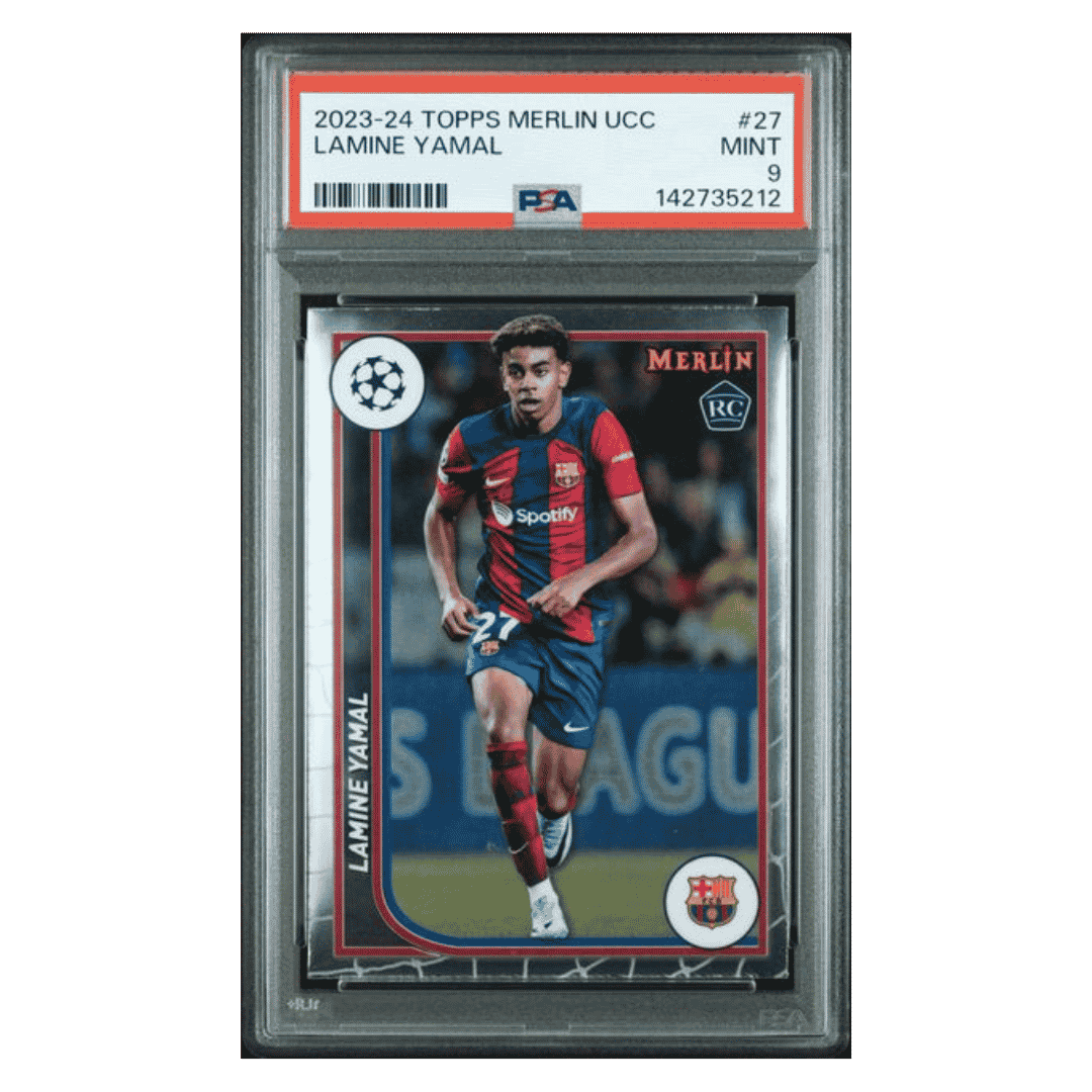 Lamine Yamal PSA 9 2023-24 Topps Merlin UEFA Club Competitions Rookie RC Card #27