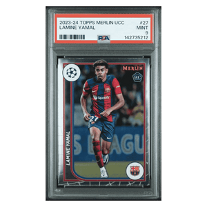 Lamine Yamal PSA 9 2023-24 Topps Merlin UEFA Club Competitions Rookie RC Card #27