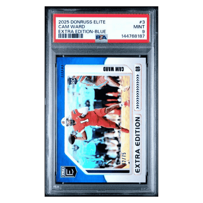 Cam Ward PSA 9 2025 Panini Donruss Elite Extra Edition Blue Rookie RC #d/ 75 Card #3