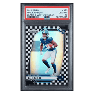 Malik Nabers PSA 10 2024 Panini Prizm Black & White Checker Rookie RC Card #370