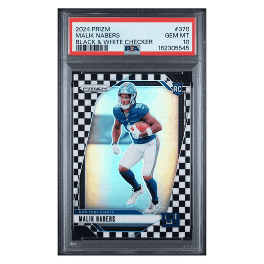 Malik Nabers PSA 10 2024 Panini Prizm Black & White Checker Rookie RC Card #370