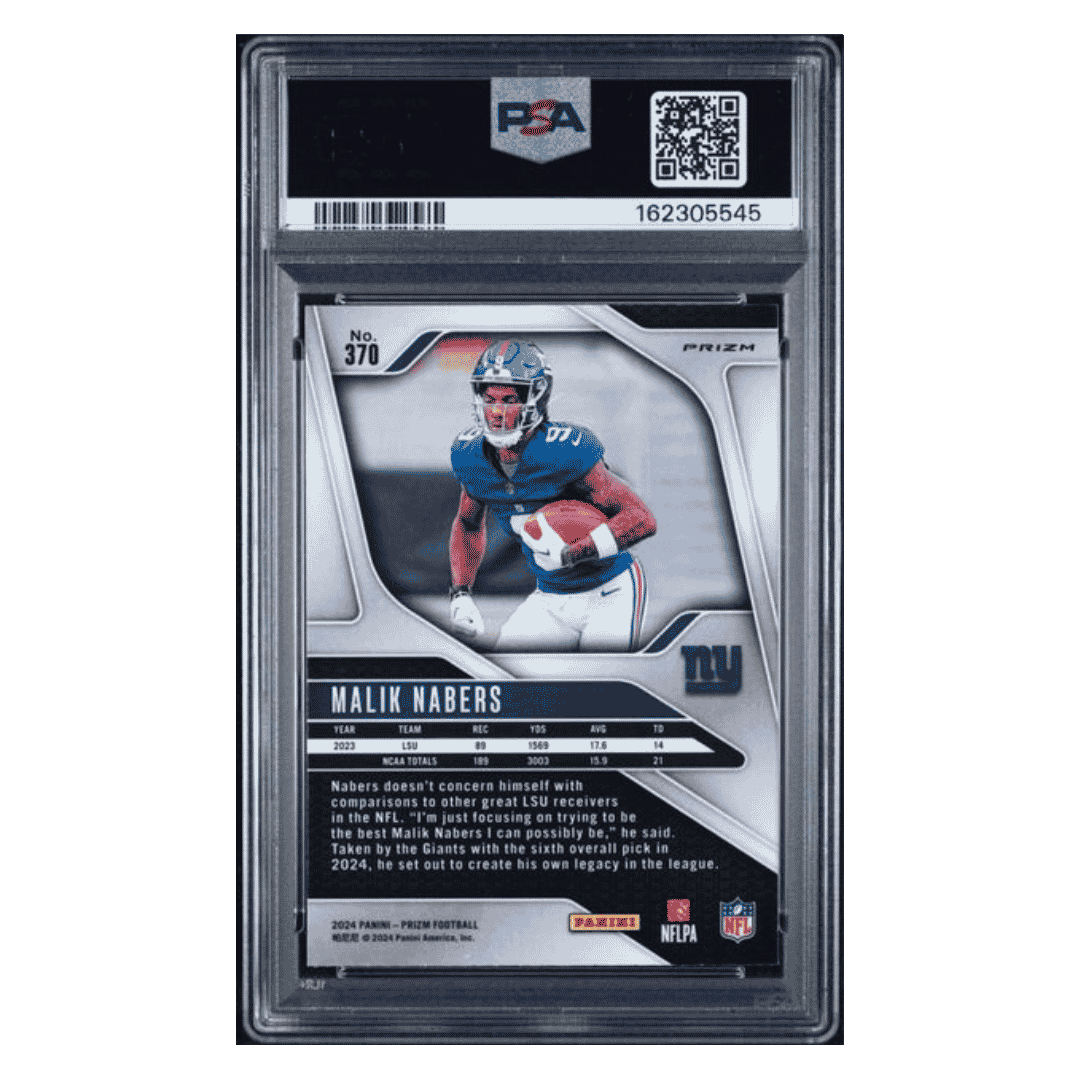 Malik Nabers PSA 10 2024 Panini Prizm Black & White Checker Rookie RC Card #370