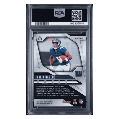 Malik Nabers PSA 10 2024 Panini Prizm Black & White Checker Rookie RC Card #370