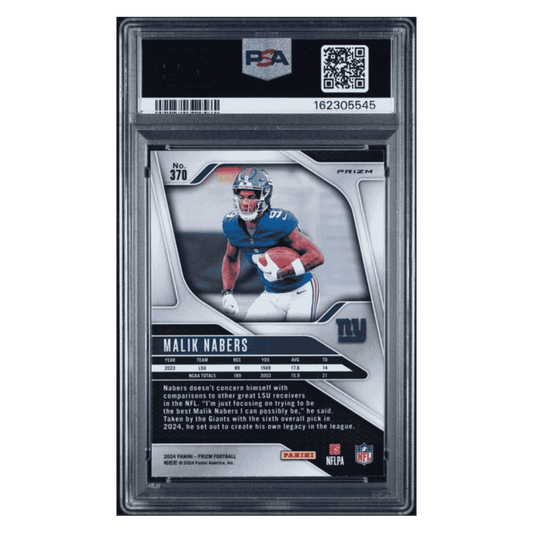 Malik Nabers PSA 10 2024 Panini Prizm Black & White Checker Rookie RC Card #370