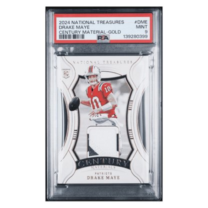 Drake Maye PSA 9 2024 Panini National Treasures Century Material Gold Rookie RC #d/ 49 Card #DME