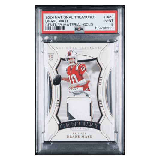 Drake Maye PSA 9 2024 Panini National Treasures Century Material Gold Rookie RC #d/ 49 Card #DME