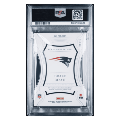 Drake Maye PSA 9 2024 Panini National Treasures Century Material Gold Rookie RC #d/ 49 Card #DME