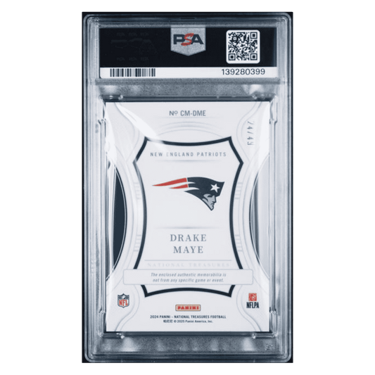 Drake Maye PSA 9 2024 Panini National Treasures Century Material Gold Rookie RC #d/ 49 Card #DME