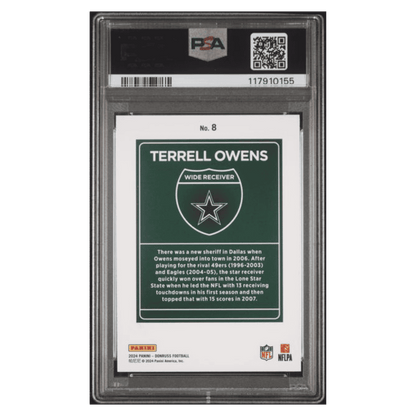 Terrell Owens PSA 9 2024 Panini Donruss Downtown! Card #8