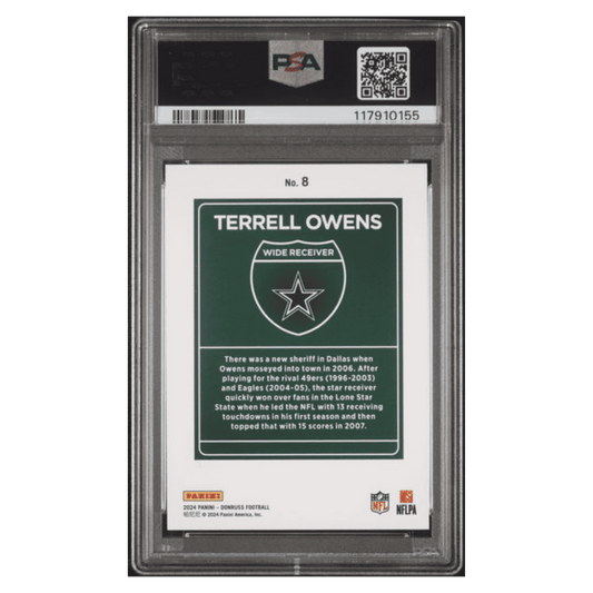 Terrell Owens PSA 9 2024 Panini Donruss Downtown! Card #8
