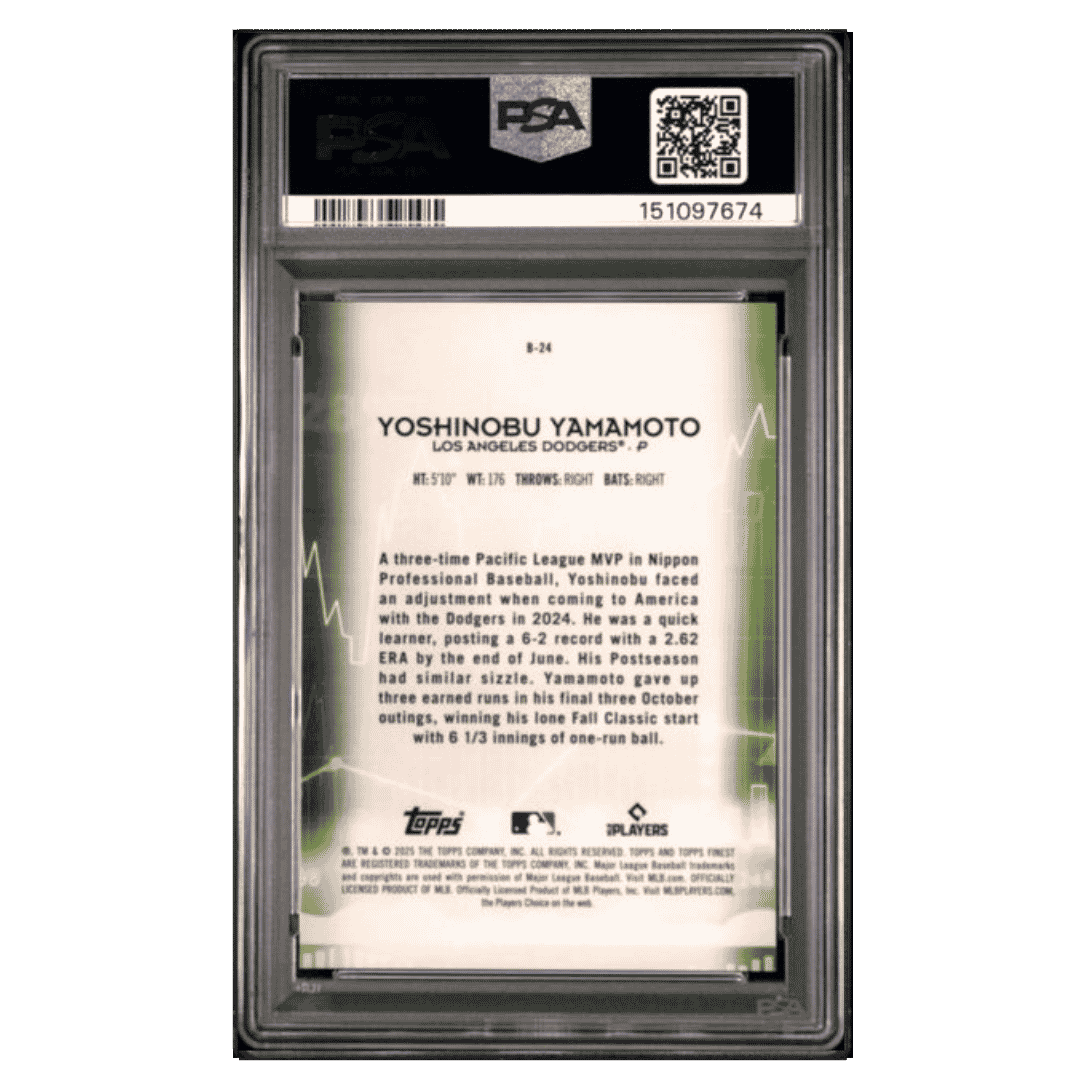 Yoshinobu Yamamoto PSA 9 2025 Topps Finest Bullish Card #B24