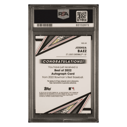 Joshua Baez PSA 10 2022 Bowmans Best Best of 2022 Autographs Card #B22JB