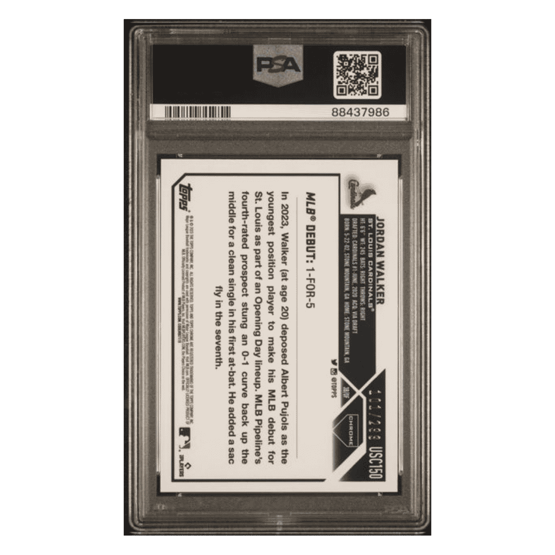 Jordan Walker PSA 10 2023 Topps Chrome Update Magenta/ Purple Lava Lamp Rookie RC #d/ 299 Card #USC150