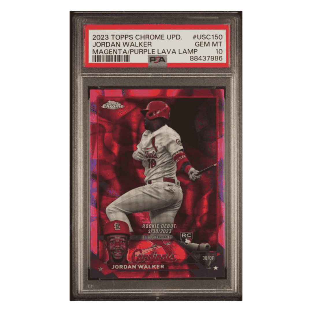 Jordan Walker PSA 10 2023 Topps Chrome Update Magenta/ Purple Lava Lamp Rookie RC #d/ 299 Card #USC150