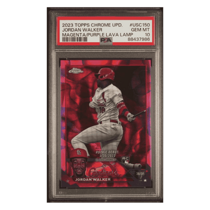 Jordan Walker PSA 10 2023 Topps Chrome Update Magenta/ Purple Lava Lamp Rookie RC #d/ 299 Card #USC150