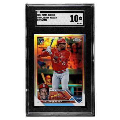Jordan Walker SGC 10 2023 Topps Chrome Refractor Rookie RC Card #209
