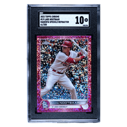 Lars Nootbaar SGC 10 2022 Topps Chrome Magenta Speckle Refractor Rookie RC #d/ 350 Card #19