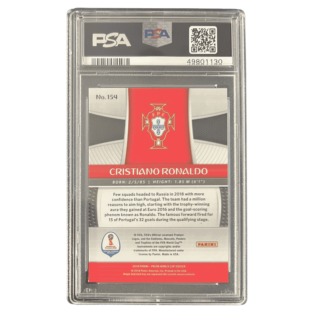 Christiano Ronaldo PSA 10 2018 Panini Prizm World Cup Card #154