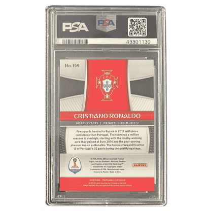 Christiano Ronaldo PSA 10 2018 Panini Prizm World Cup Card #154