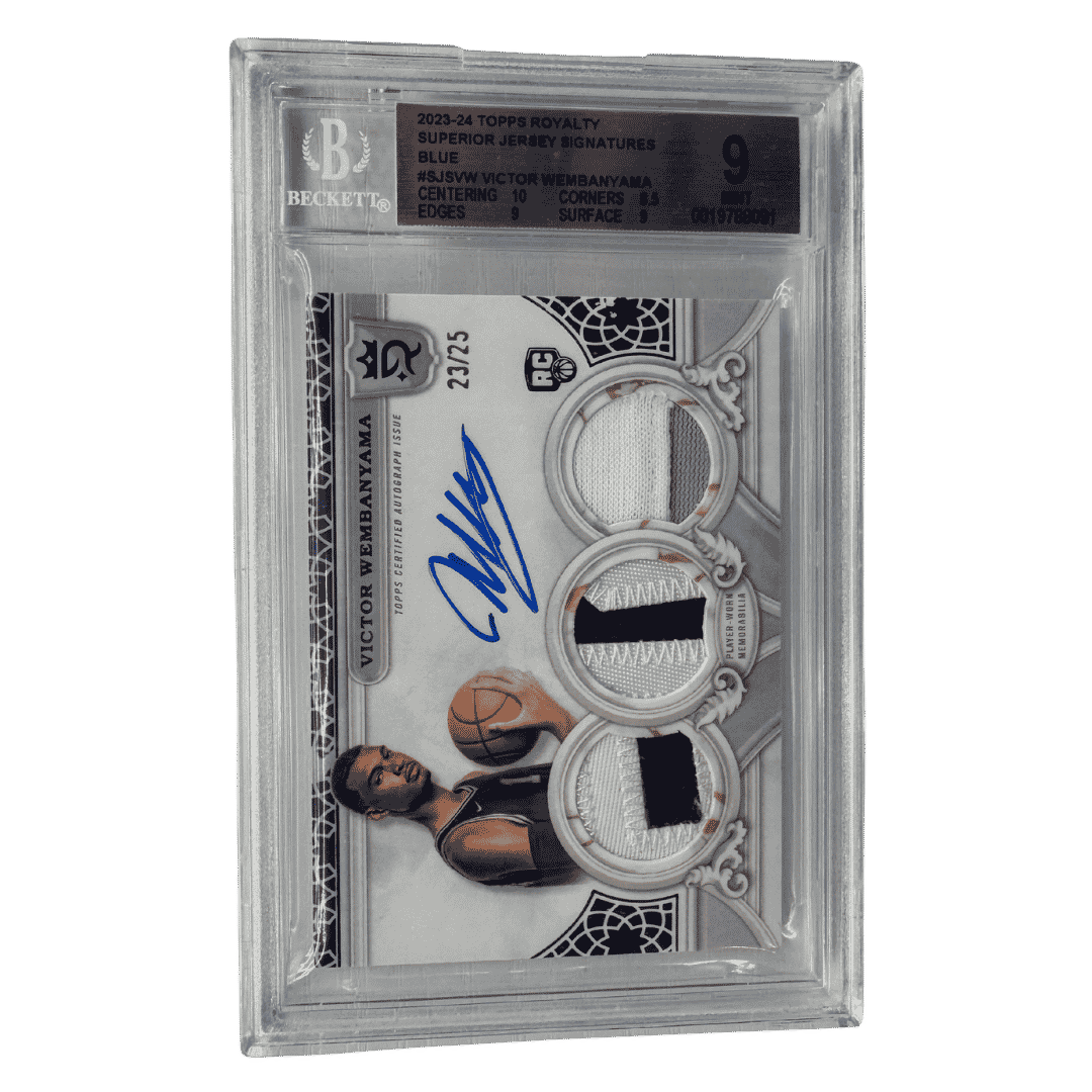 Victor Wembanyama BGS 9 2023-24 Topps Royalty Superior Jersey Signatures Patch Blue #d/ 25 Card #SJSVW