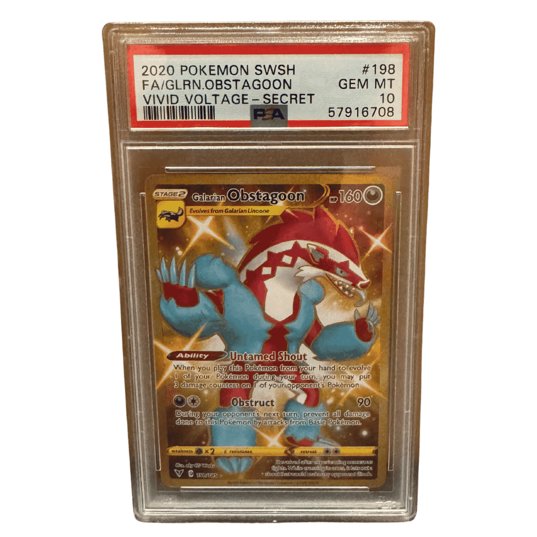 Galarian Obstagoon PSA 10 2020 Pokemon Sword & Shield Vivid Voltage - Secret Full Art Card #198