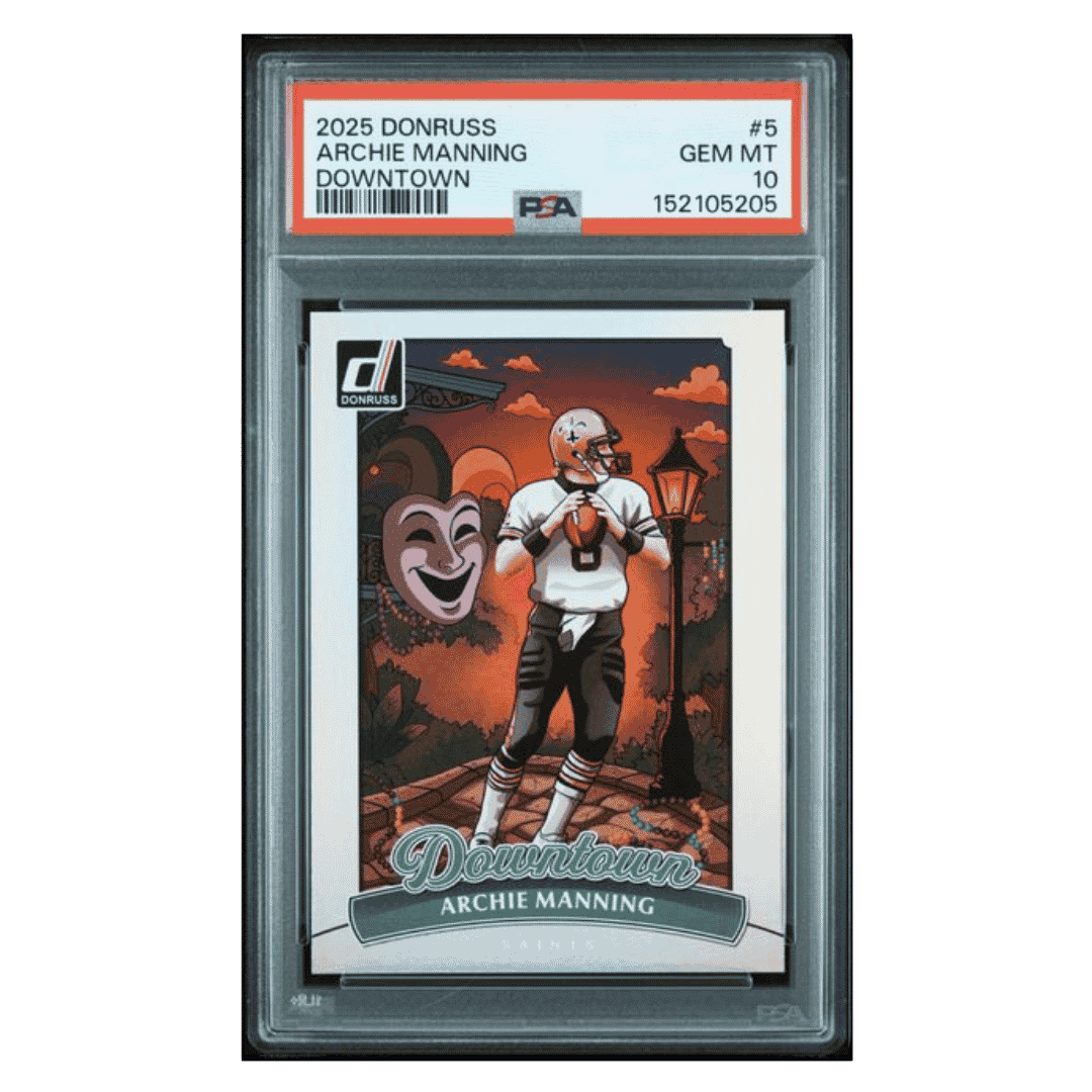 Archie Manning PSA 10 2025 Panini Donruss Downtown Case Hit Card #5