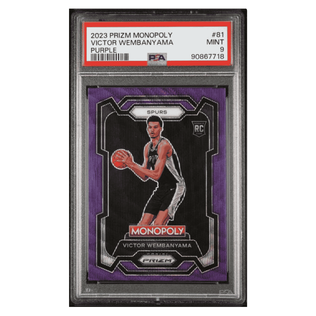 Victor Wembanyama PSA 9 2023 Panini Prizm Monopoly Purple Rookie RC Card #81