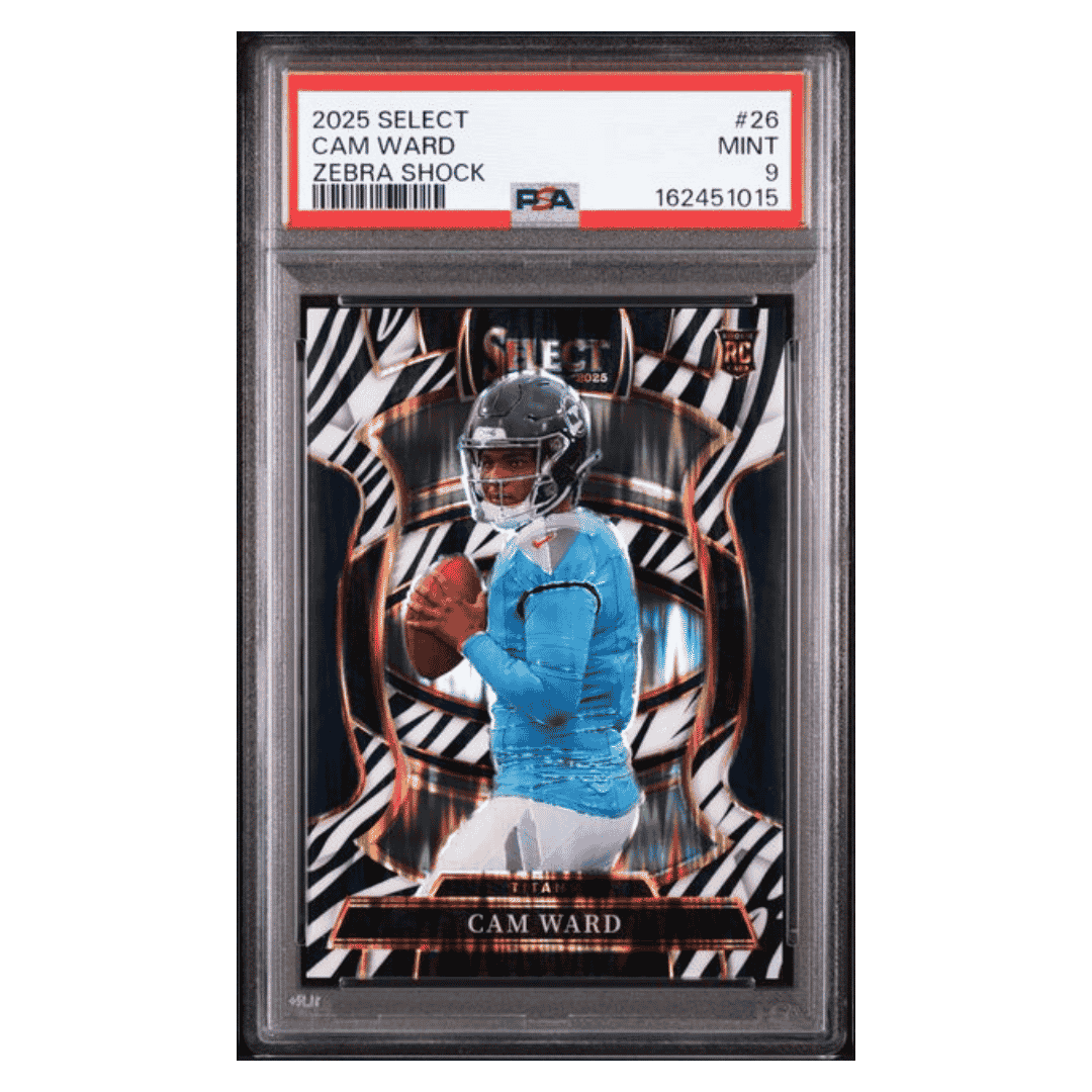 Cam Ward PSA 9 2025 Panini Select Zebra Shock Rookie RC Case Hit Card #26