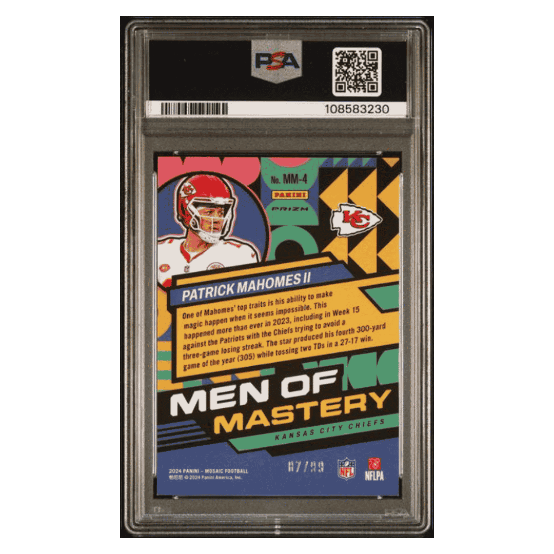 Patrick Mahomes PSA 10 2024 Panini Mosaic Men Of Mastery Blue #d/ 99 Card #MM4