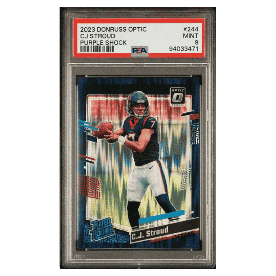 CJ Stroud PSA 9 2023 Panini Donruss Optic Purple Shock Rated Rookie RC Card #244
