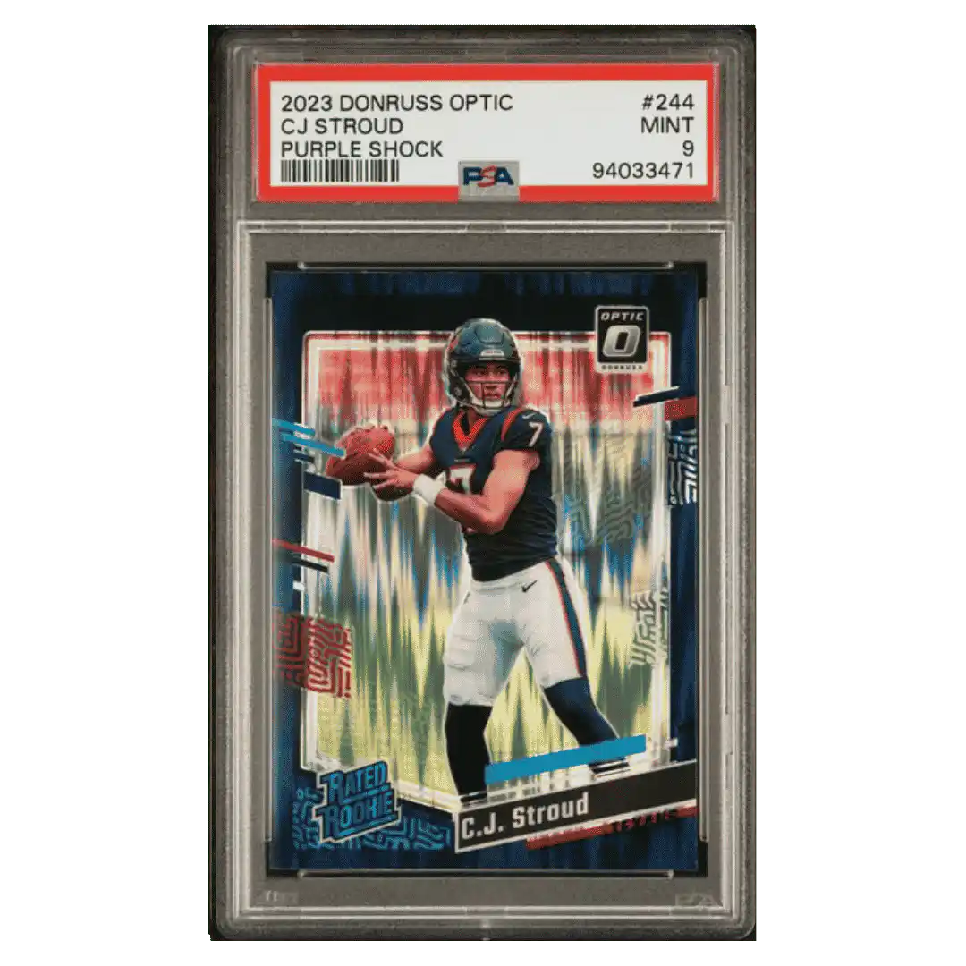 CJ Stroud PSA 9 2023 Panini Donruss Optic Purple Shock Rated Rookie RC Card #244