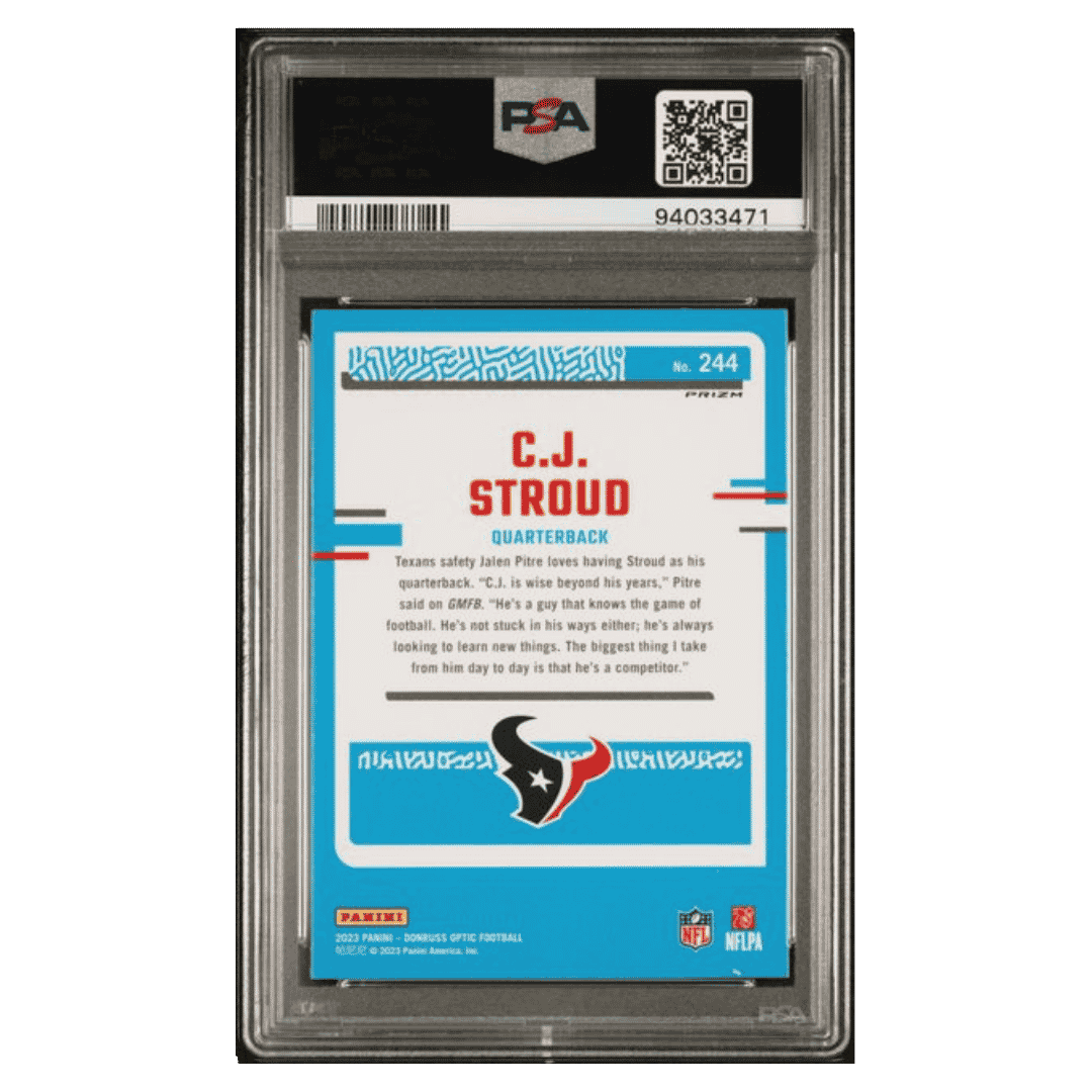 CJ Stroud PSA 9 2023 Panini Donruss Optic Purple Shock Rated Rookie RC Card #244