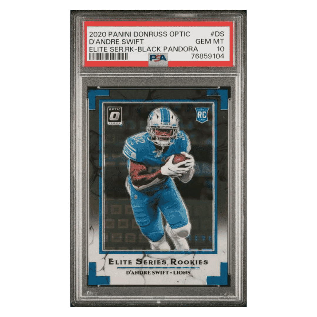 D'Andre Swift PSA 10 2020 Panini Donruss Optic Elite Series Black Pandora Rookie RC #d/ 25 POP 1 Card #DS