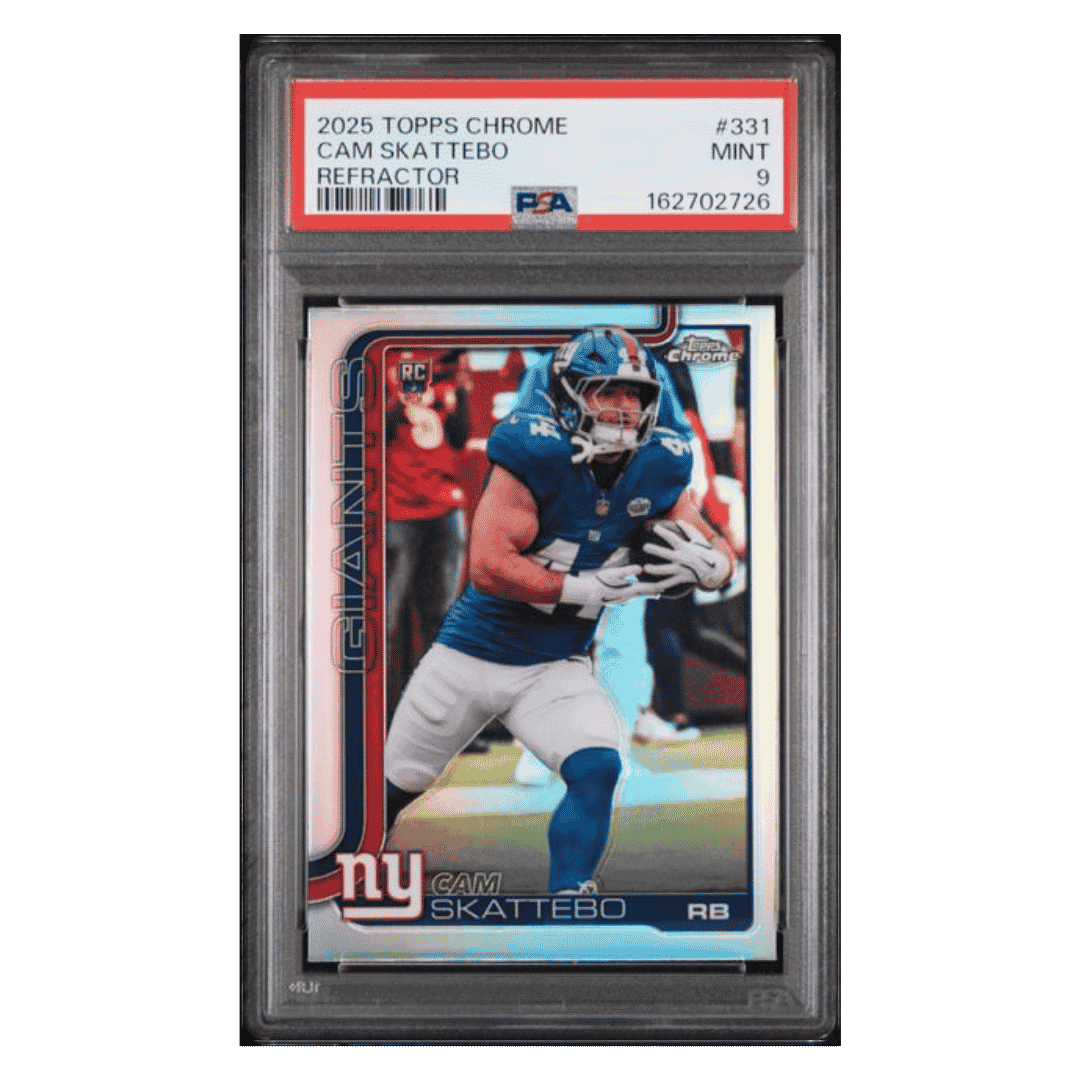 Cam Skattebo PSA 9 2025 Topps Chrome Refractor Rookie RC Card #331