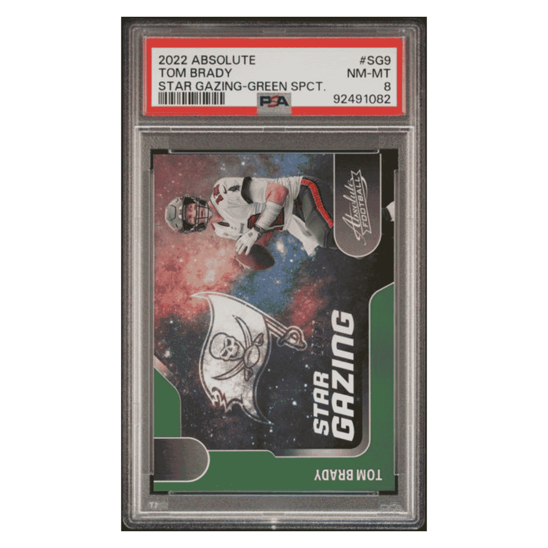 Tom Brady PSA 8 2022 Panini Absolute Star Gazing Green Spectrum #25/ 25 Card #SG9