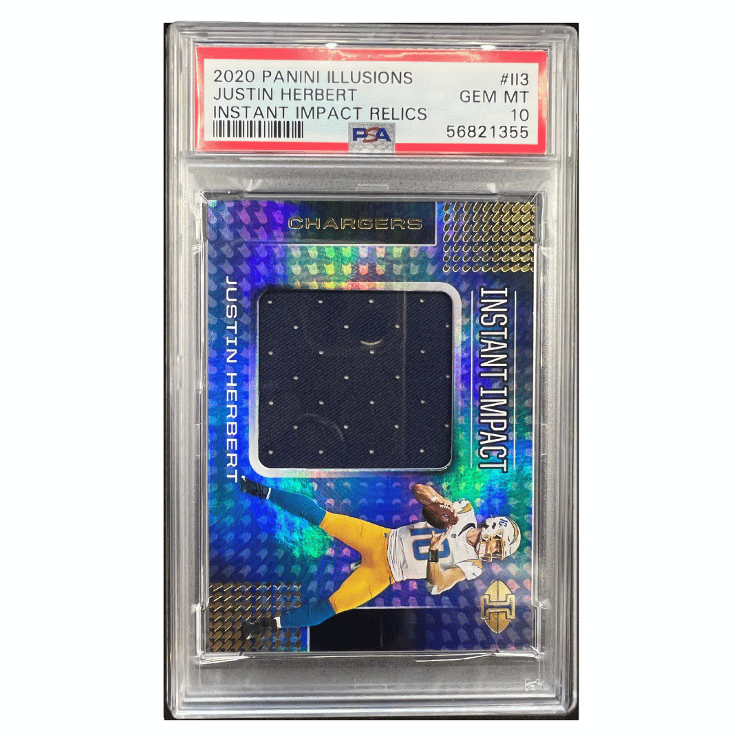 Justin Herbert PSA 10 2020 Panini Illusions Instant Impact Relics Patch Card #II3