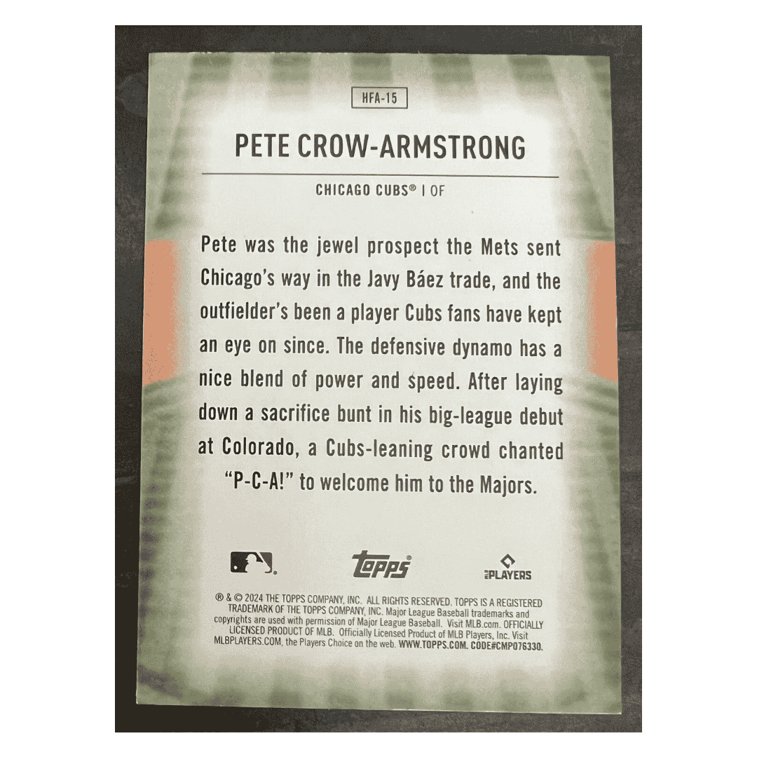 Pete Crow Armstrong 2024 Topps Series 2 Home Field Advantage Rookie RC Case Hit Card #HFA-15