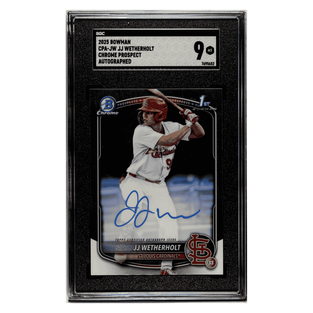 JJ Wetherholt SGC 9 2025 Bowman Chrome Prospect Autograph Card #CPA-JW